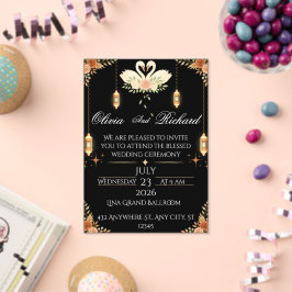 Elegante zwarte & gouden trouwuitnodiging template acryl uitnodigingen