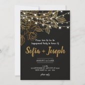 Elegante zwarte gouden uitnodiging voor een verlov (Voorkant)