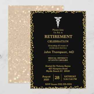 Elegante Zwarte & Gouden Verlichting Dokterpensioe Kaart