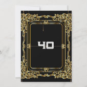 Elegante zwarte gouden vintage 40e verjaardag kaart (Achterkant)