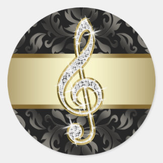 Elegante Zwarte Gouden Vioolsleutel Stickers
