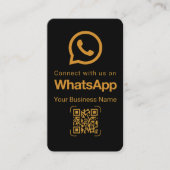 Elegante Zwarte Gouden WhatsApp QR-code Visitekaartje (Voorkant)