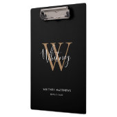 Elegante zwarte gouden witte script monogram klemb klembord (Links)