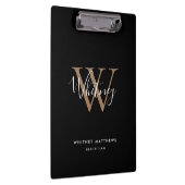 Elegante zwarte gouden witte script monogram klemb klembord (Rechts)