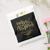 Elegante Zwarte & Gouden Zalig Kerstman Script Bedankzakje (Gezegeld)