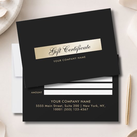 Elegante zwarte goudkleurige cadeaubon