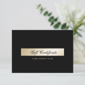 Elegante zwarte goudkleurige cadeaubon (Staand voorkant)