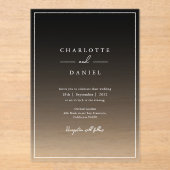 Elegante zwarte gradiënt acryl bruiloft acryl uitnodigingen (Voorkant)