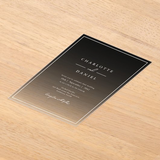 Elegante zwarte gradiënt acryl bruiloft uitnodigingen (Laagn)