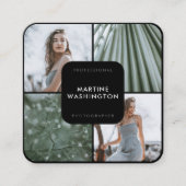 Elegante zwarte grens fotograaf modern minimaal vierkante visitekaartje (Voorkant)