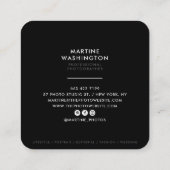 Elegante zwarte grens fotograaf modern minimaal vierkante visitekaartje (Achterkant)