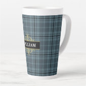 Elegante Zwarte Grijze Geruite Monogram Latte Mok (Rechterhoek)