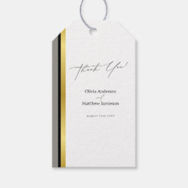 Elegante Zwarte Grijze Gouden Streep Bedankt Favor Cadeaulabel