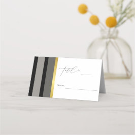 Elegante Zwarte Grijze Gouden Strepen Typografie T Plaatskaartje