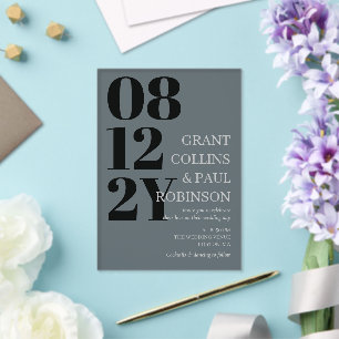 Elegante zwarte grijze grote datum typografie brui acryl uitnodigingen