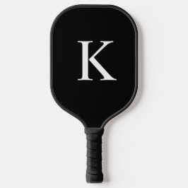 Elegante zwarte & grijze initiaal met monogram pickleball paddle