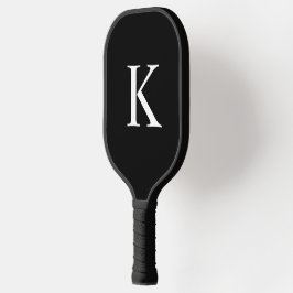 Elegante zwarte & grijze initiaal met monogram pickleball paddle