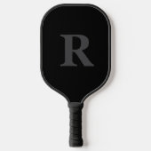 Elegante zwarte & grijze monogram initiaal pickleball paddle (Voorkant)