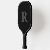 Elegante zwarte & grijze monogram initiaal pickleball paddle (Links)