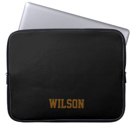 Elegante zwarte &grijze monogram naam laptop sleeve