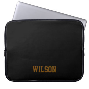 Elegante zwarte &grijze monogram naam laptop sleeve