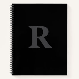 Elegante zwarte & grijze monogram notitieboek
