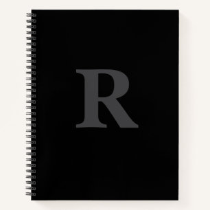 Elegante zwarte & grijze monogram notitieboek