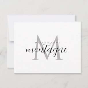 Elegante Zwarte Grijze Monogram Vlakke Notitiekaar Notitiekaartje