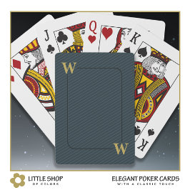 Elegante Zwarte Grijze Pinstripe Aangepaste Gouden Pokerkaarten