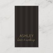 Elegante zwarte grijze strepen Gold Hair Make-up Visitekaartje (Voorkant)