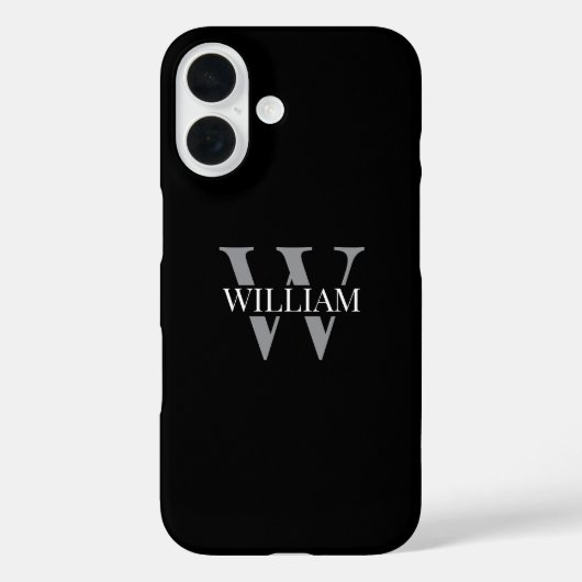 Elegante zwarte &grijze witte gepersonaliseerde mo Case-Mate iPhone case (Achterkant)