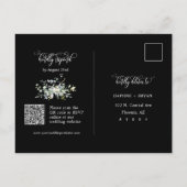 Elegante Zwarte Groene Bladeren QR Code Adres RSVP Briefkaart (Achterkant)