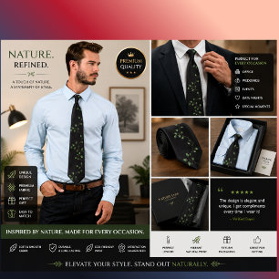 Elegante zwarte groene botanische stropdas Stijl