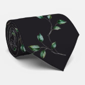 Elegante zwarte groene botanische stropdas | Stijl (Opgerold)