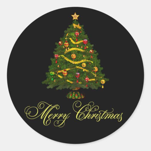 Elegante zwarte groene kerstboom Stickers (Voorkant)