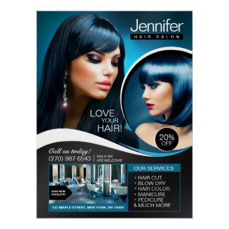 Elegante zwarte haarsalon (glanzende afwerking) perfect poster