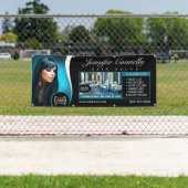 Elegante zwarte haarsalon, schoonheidssalon spandoek (Insitu)