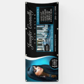 Elegante zwarte haarsalon, schoonheidssalon spandoek (Verticaal)