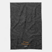 Elegante Zwarte Halloween Bloem Botanisch Theedoek (Verticaal)