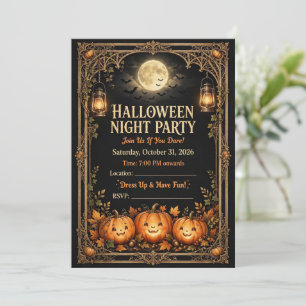 Elegante zwarte Halloween-feest uitnodigingskaart Kaart
