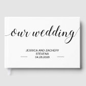 Elegante zwarte handschrift script bruiloft gastenboek (Voorkant)