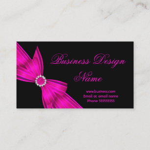 Elegante Zwarte Heet Roze Diamanten Boog Ontwerp 2 Visitekaartje