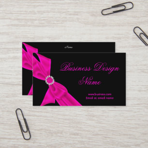 Elegante Zwarte Heet Roze Diamanten Boog Ontwerp Visitekaartje
