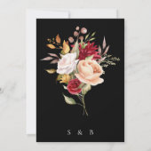 Elegante zwarte Herfst bloemenbruiloft Kaart (Achterkant)
