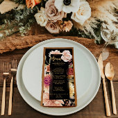 Elegante zwarte Herfst bloementerracotta boho brui Menu