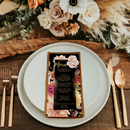 Elegante zwarte Herfst bloementerracotta boho brui Menu