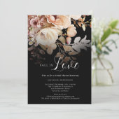 Elegante zwarte Herfst in liefde bloemig Vrijgezel Kaart (Staand voorkant)