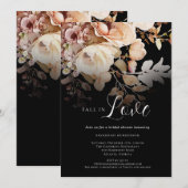 Elegante zwarte Herfst in liefde bloemig Vrijgezel Kaart (Voorkant / Achterkant)