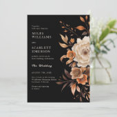 Elegante zwarte Herfst monogram alles in één bruil Kaart (Staand voorkant)