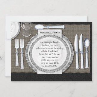 Elegante zwarte herhalingsdiner uitnodigingen
